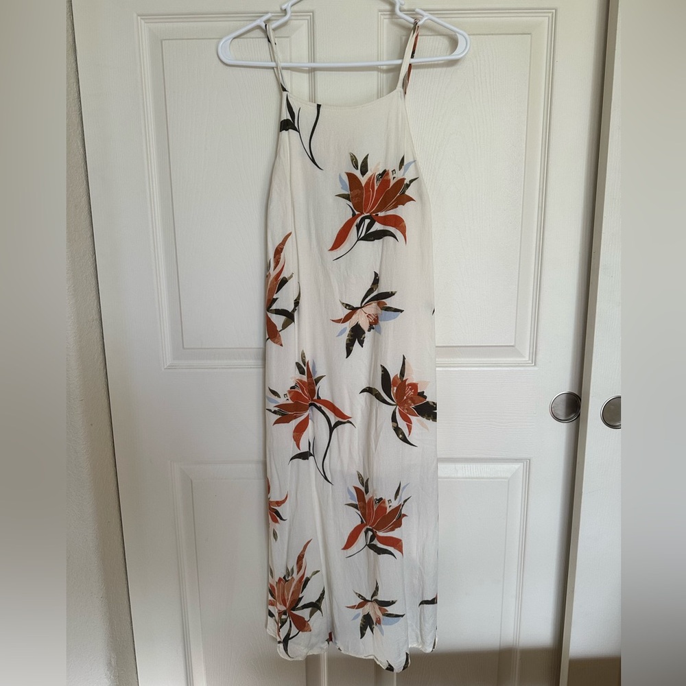 Floral Tropical Backless Midi Dress